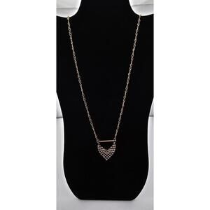 J. Crew Long Gold Tone Chain Triangular Rhinestone Necklace